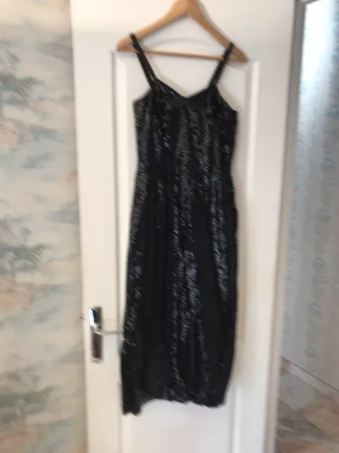 Robe De Soiree Longue A Sequin Paillettes Noir Portee Une Fois Createur En 44