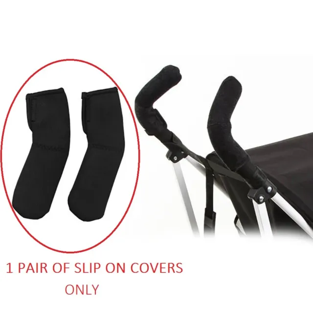 Black Slip On Grips Soft Covers for Maclaren Handlebar Kid Stroller Frame Baby