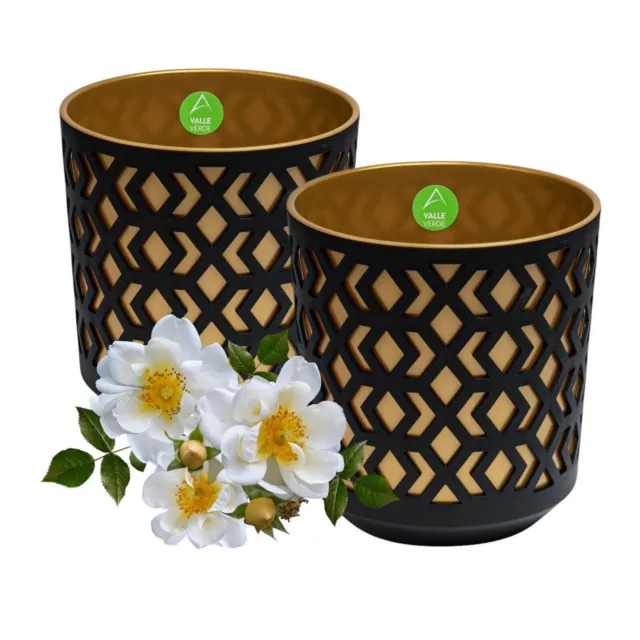 Ensemble de 2 pots de fleurs, motif géométrique, pots de plantes, pots...