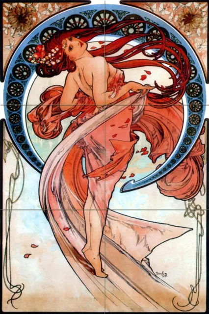 12 x 18 Art Nouveau Alphonse Mucha Mural Ceramic Bath Backsplash Tile #1201