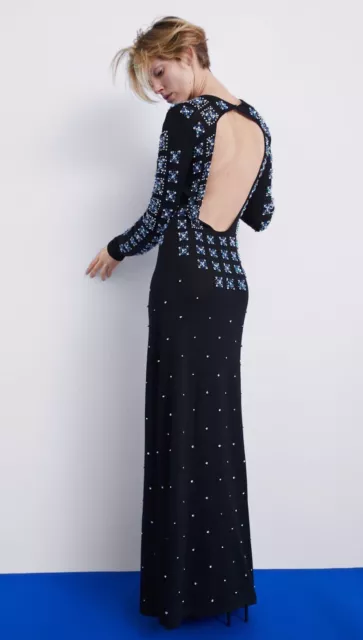 NWT ZARA AW18 Limited Edition Bejeweled Maxi Dress Black Medium Ref  0021/106/800 $169.99 - PicClick