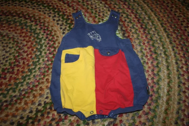 VTG GYMBOREE ROMPER 90's BOLD COLOR BLOCK Truck BOY'S BABY Size XX small 12-18 m