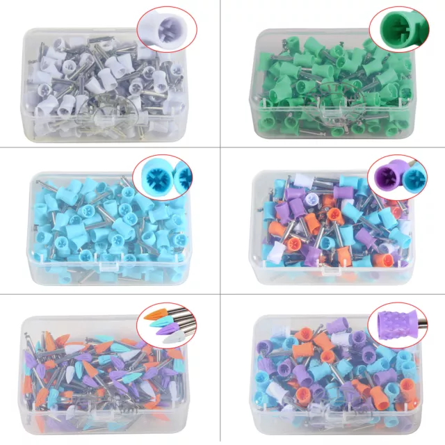 100Pcs Dental Rubber Prophy Teeth Polish Polishing Cups Latch Type Brushes