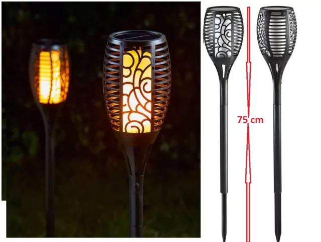 Pieux de jardin à DEL à énergie solaire effet torche flammante froide 1012622