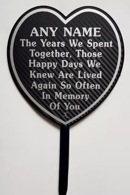 Memorial Plaque Grave Heart Personalised ANY NAME In Loving Memory Tribute Gift