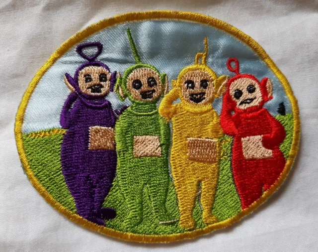 RARE TELETUBBIES EMBROIDERED PATCH CLOTH IRON  SEW-ON BADGE 9x7cm Oval VTG