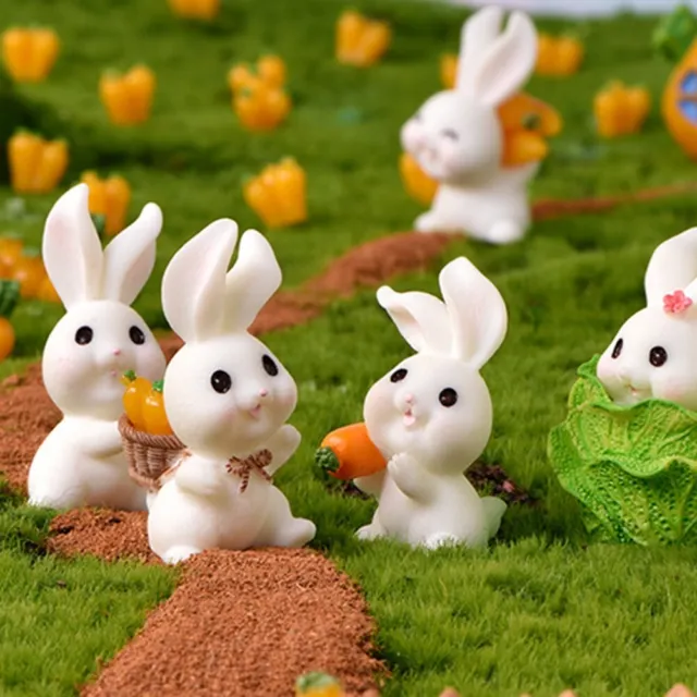 Belles figurines lapin lapin en r��sine blanche et orange pour micro lits de fle