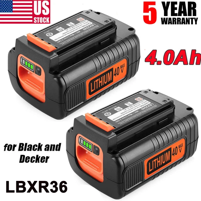 2X 40V Lithium 4.0Ah Battery For Black & Decker 40 Volt Max LBXR36 LBX2040 LSW36