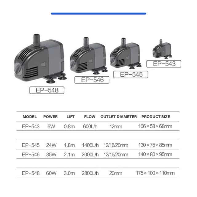 Submersible Aqua Aquarium Fountain Pond Marine Water Pump Fish Tank 1500-6000L/H 3