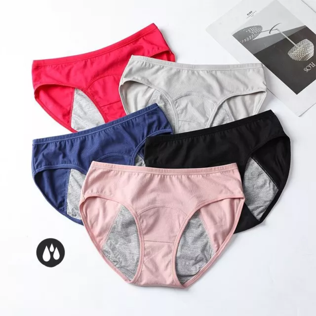 Underwear Period Menstrual Pants Cotton Knickers Pack of 4 Leakproof Womens