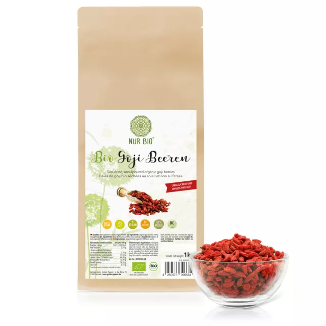 BIO GOJI BEEREN 1 kg sonnengetrocknet ungeschwefelt ohne Zuckerzusatz DE-ÖKO-003