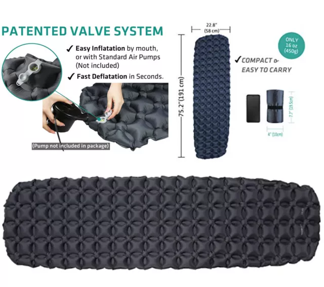 Inflatable Sleeping Pad,Camping Mat Compact Lightweight Camp Ultralight Hiking..