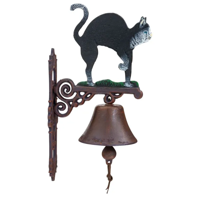 Campana de pared timbre de puerta hierro gato decoración estilo antiguo 44cm