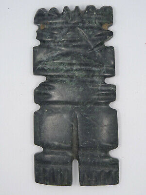 Large Pre-Columbian Carved Jade Effigy Figural Effigy Pendant ~ 4 1/8" 3
