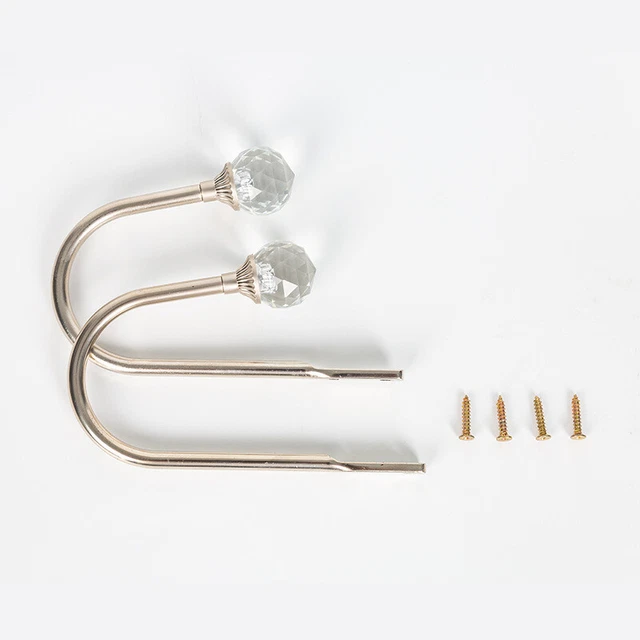 2Pcs Crystal Curtain Holdbacks Wall Tie Backs Hooks Hanger Holder Home Decor US 2