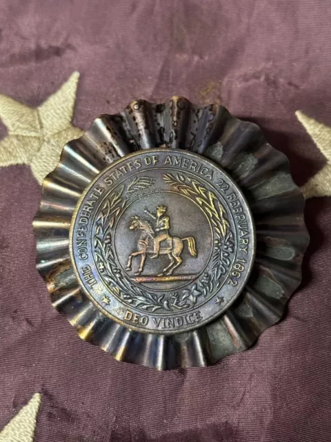 Scarce Civil War Confederate Csa Southern Rebel Shako Hat Badge Device Insignia