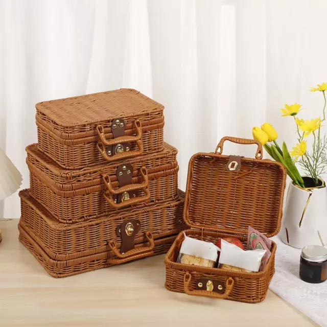 Panier de rangement en osier tissé, boîte de rangement en paille avec