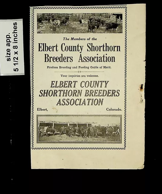 1927 Elbert County Shorthorn Breeder Cattle CO Vintage Print Ad 17486