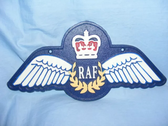 RAF Wings Cast Iron Advertising Garage Man Cave Wall Sign Air Force