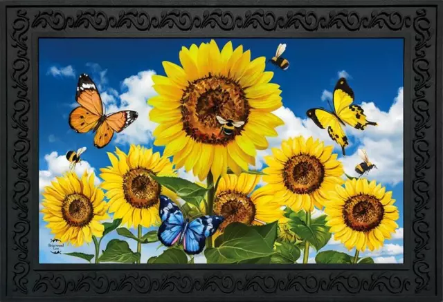 Sunflowers and Bees Summer Doormat Indoor Outdoor 18" x 30" Briarwood Lane