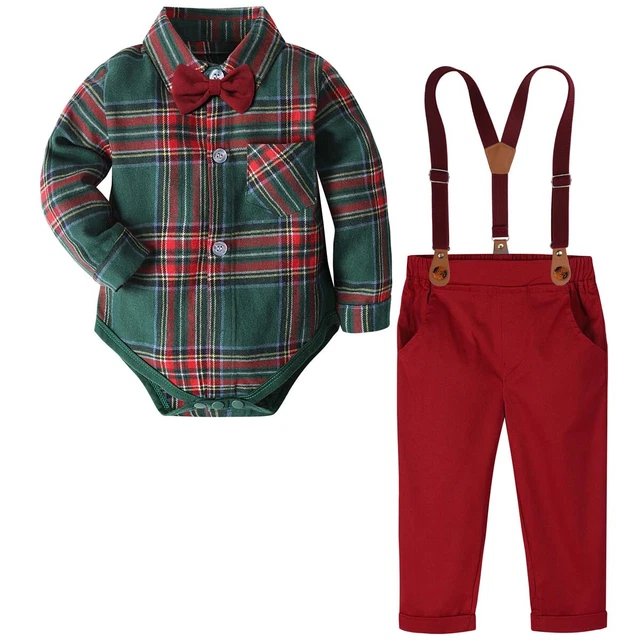 Baby Christmas Outfit Boy Infant Wedding Formal First New Year Suit  Pants Sets