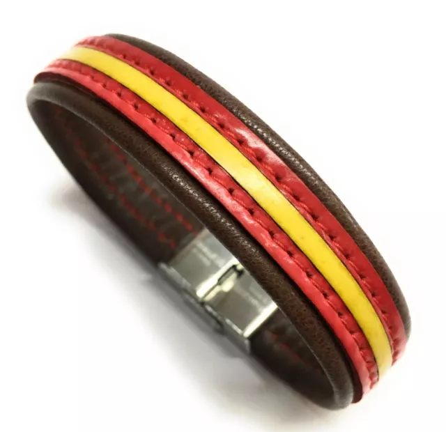 Pulsera De Cuero Bandera De España (Varios Colores)