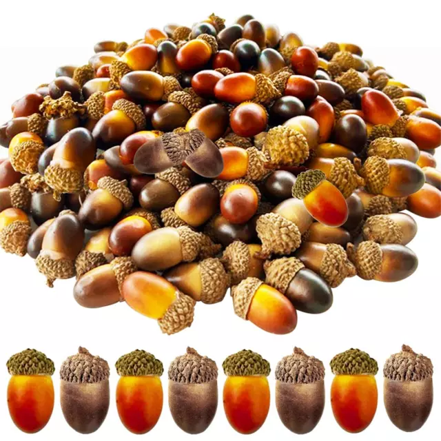 200PCS  Artificial Acorns, Bulk with Natural  for Fall Thanksgiving5598