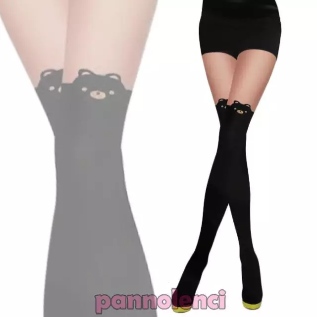 Calze collant donna nero fashion effetto parigine lingerie sexy nuove  1026-MOD