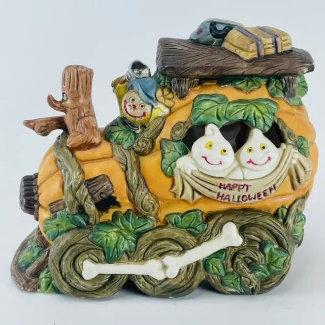 Bradford Porcelain HALLOWEEN Train Locomotive Pumpkin Express Ghost Scarecrow