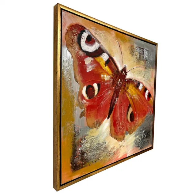 Cuadro al óleo con marco - Mariposa - 84x 84 cm