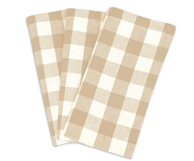 Set of 3 Checkered Pattern Kitchen Tea Towels Dish Cleaning Cloth Hand Towels