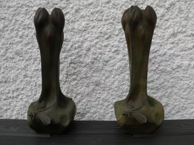 Superbes Vases Art Nouveau Libellules  Signe Clotilde Druault.