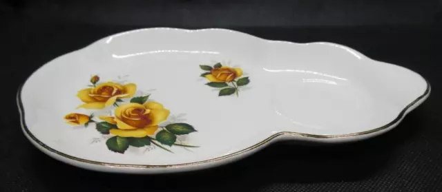 James Kent Ltd Old Foley Tennis Saucer with Yellow Roses and Gold Trim