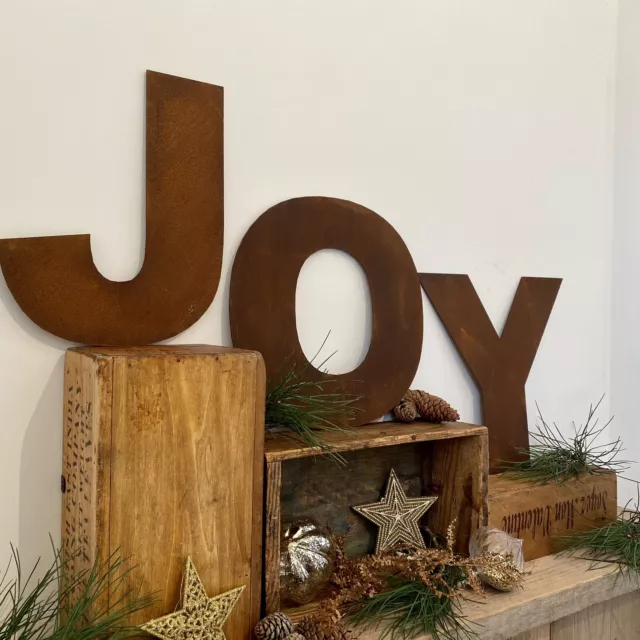 Rustic Christmas Decor , Joy Sign , Christmas Home Decor , Metal Lettering