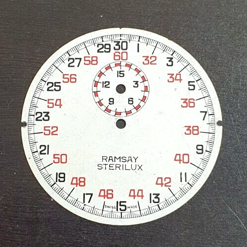 Stop Watch Dial VINTAGE WATCH DAIL FACE PARTS MECHANICAL PARTS RAMSAY STERILUX STOP ...