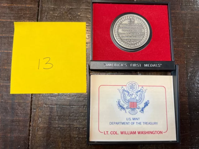 America's First Medals Pewter Lt. Col William Washington 1973