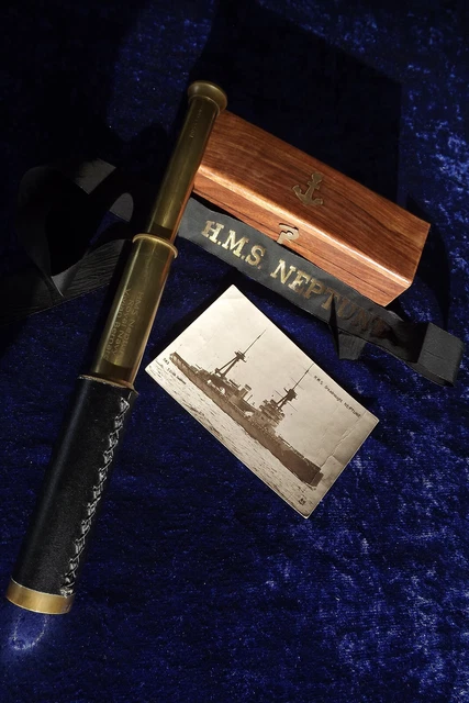 Royal Navy Engl. 1914; "HMS Neptune" = Sehrohr,Mützenband,Postkarte=Rarität !!!