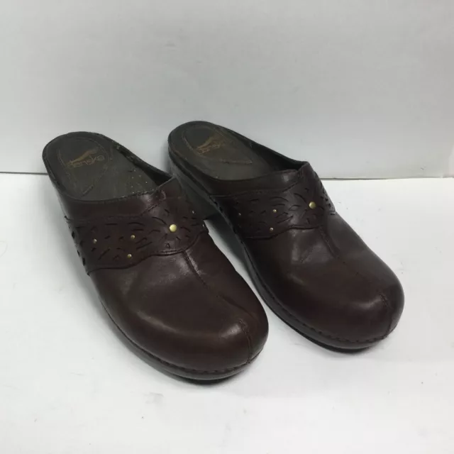 DANSKO Shyanne Brown Leather Mules Clogs Womens Shoes Size Euro 41 / US 9.5