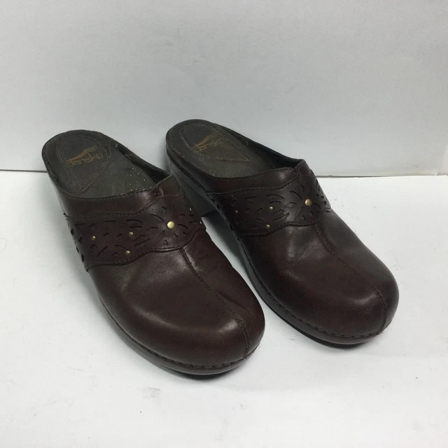 DANSKO Shyanne Brown Leather Mules Clogs Womens Shoes Size Euro 41 / US 9.5