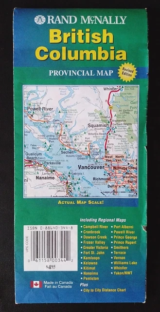 Rand McNally Provincial Map: British Columbia. Scale - 1: 1,500,000 (2007).