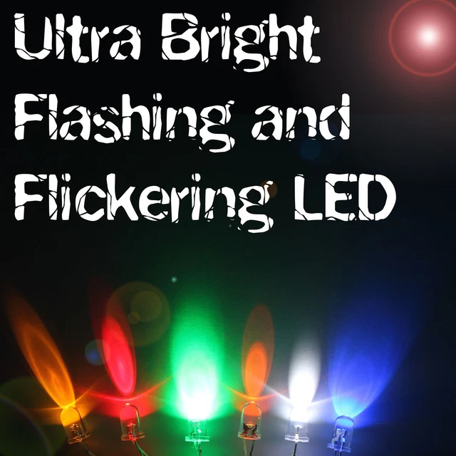 LED Clignotante 3mm – Lent 0,5Hz (30 Flashs/min) – Lot De 10 à 100 – Plusieurs Couleurs