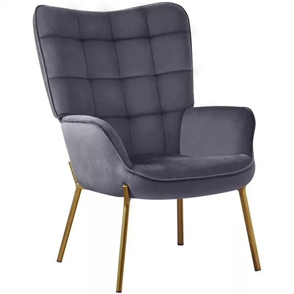 Fauteuil de Salon Chaise d'Appoint Scandinave en Velours