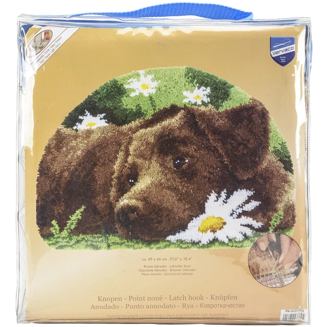 Kit de gancho de pestillo para alfombra en forma de vervaco 27,5""X18,5""-Chocolate Labrador -V0153852