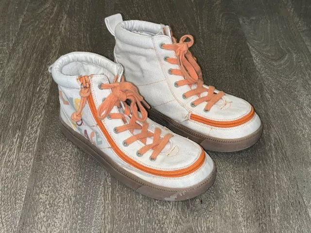 Billy Footwear Shoes - Full Zip High Top Shoes Beige Orange. “Peace & Love” Sz 3