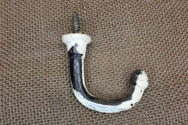Old Coat Hook Under Shelf Heavy Duty Acorn Tip Vintage School House Rustic Iron