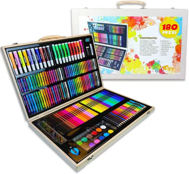 ART SET WITH Wood Case For Kids Teen Deluxe Wooden Box Artist Drawing Kit  Pencil $27.95 - PicClick
