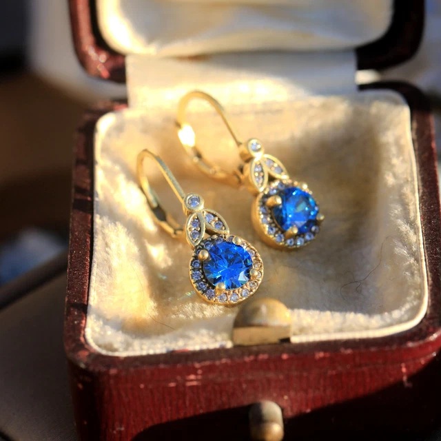 Boucles D'oreilles Dormeuses Argentées Rétro - Carré Avec CZ Blanc - Laiton - Neuf Sans Emballage