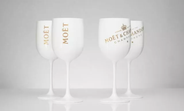 Set of 4 Moet & Chandon White Acrylic Champagne Goblet Glasses 2