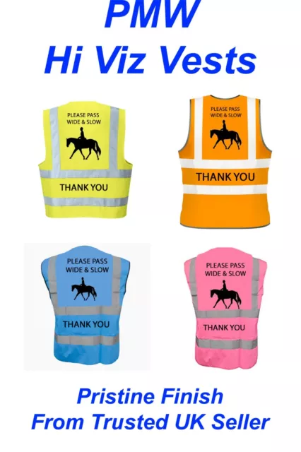 "Equestrian Horse Riding Safety Hi Viz Vest - 'Please Pass Wide And Slow'"