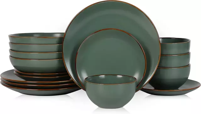 Brasa 16-Piece Dinnerware Set Stoneware, Green